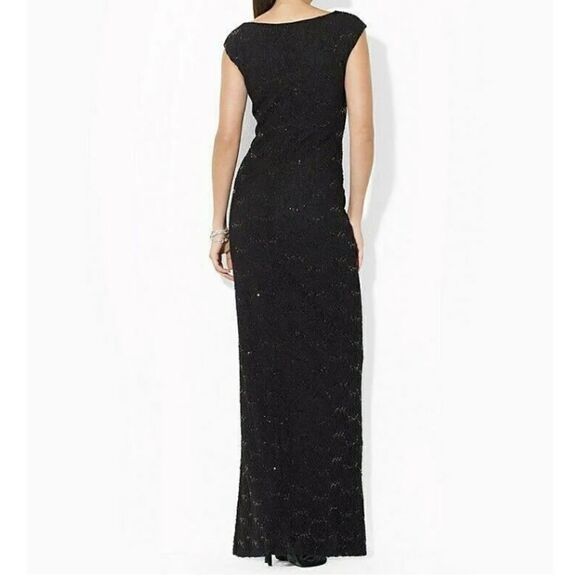 Lauren Ralph Lauren Sleeveless Cowl Neck Sequin Lace Gown - Picture 2 of 11